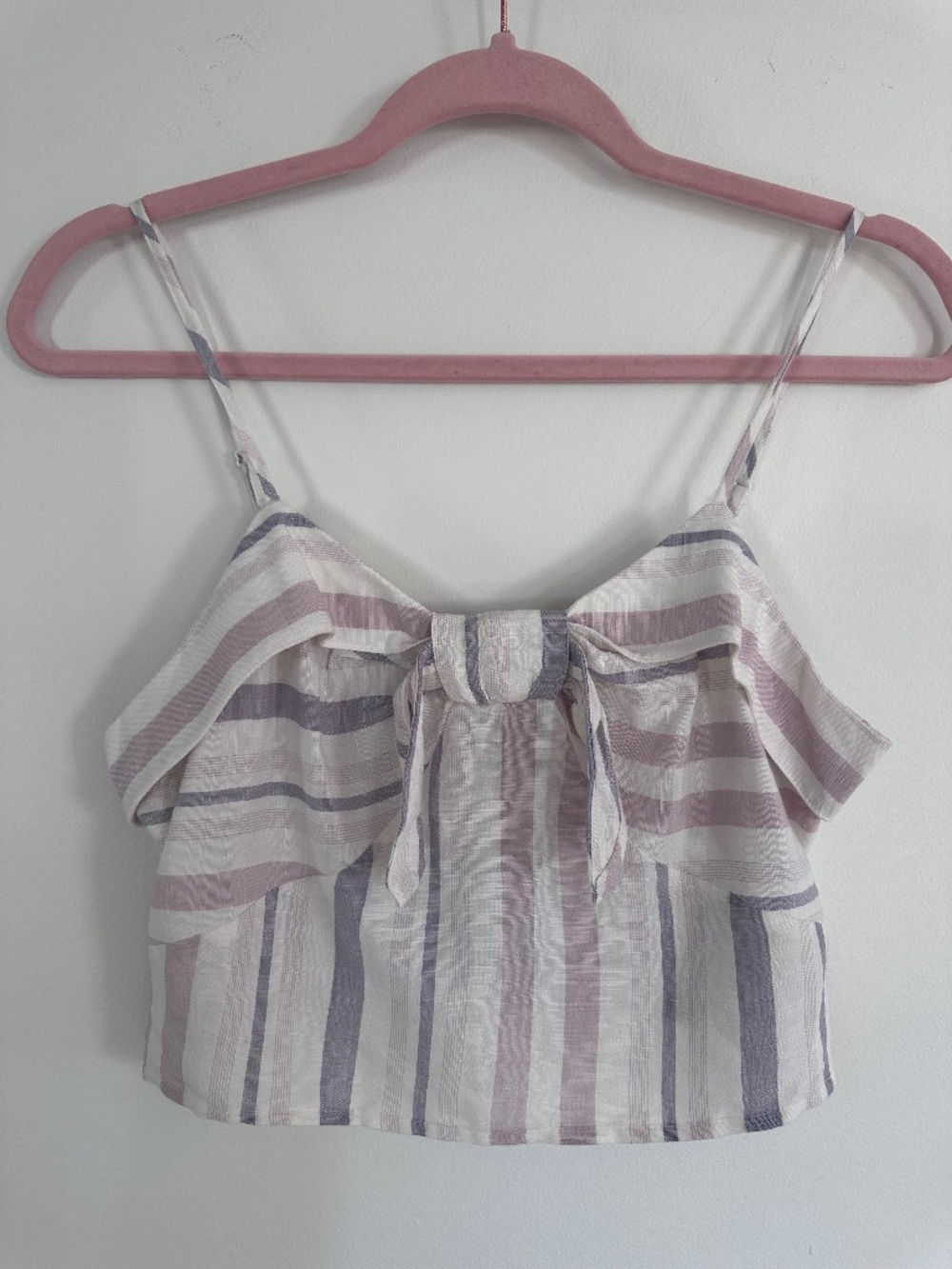 Express Striped Linen Crop Tank - Small